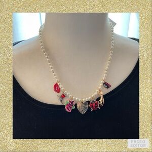 Betsey Johnson Faux Pearl Charm Necklace - NWT